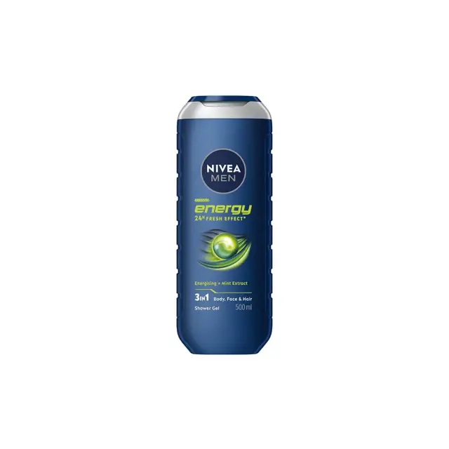 Nivea Men Energy 24h Fresh Effect Shower Gel Αφρόλουτρο για Σώμα Πρόσωπο & Μαλλιά με Εκχύλισμα Μέντας 500ml