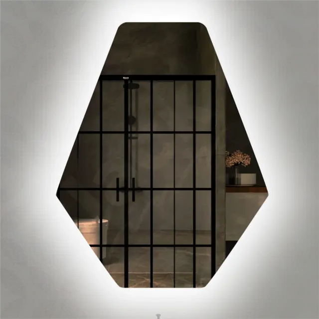 Stewehome Μοναδικός Καθρέφτης LED σε Σχήμα Εξάγωνου 75x60 cm