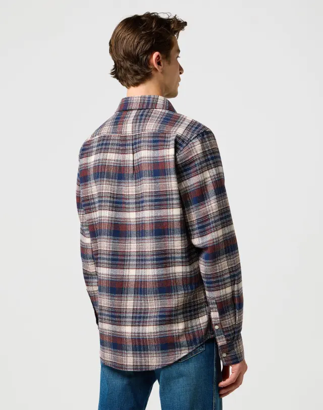 Wrangler Ανδρικό Πουκάμισο Καρό 112371556 – Navy Birch - S 3