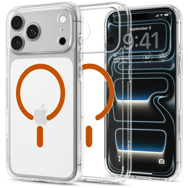 Spigen Ultra Hybrid MagSafe, clear orange - iPhone 18 Pro/17 Pro