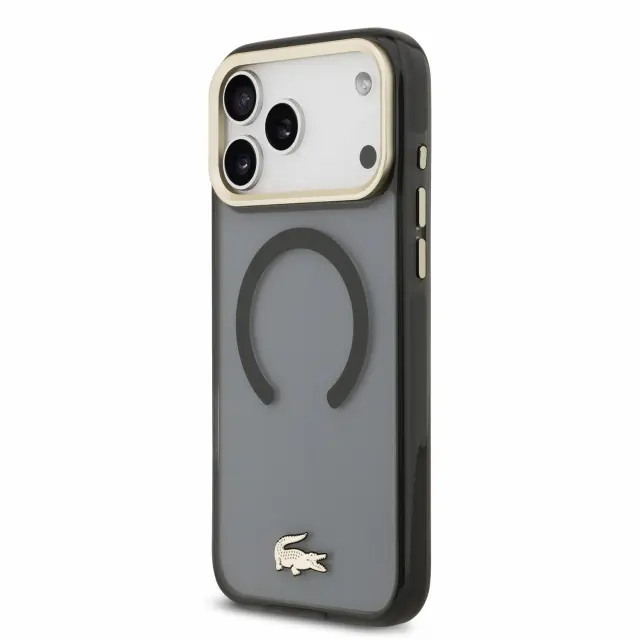 Lacoste PC/TPU Frosted Finish Gold Logo MagSafe Case for iPhone 18 Pro Max Black 2