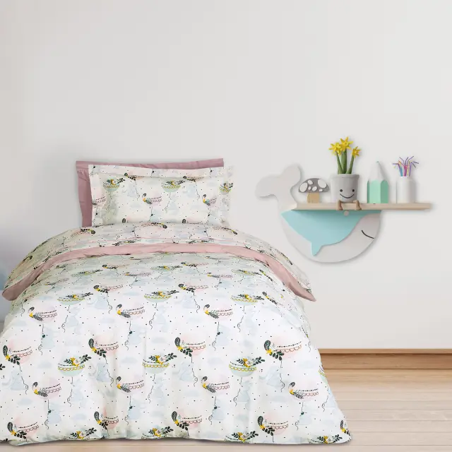 Σετ Παπλωματοθήκη 160x240 Μονή Kid Das Home 4915 Light Blue-Pink-Mint 100% βαμβακερό