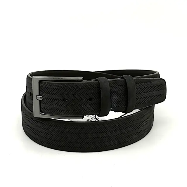 Μαύρη Δερμάτινη Ζώνη Nubuck 3,5 cm 2