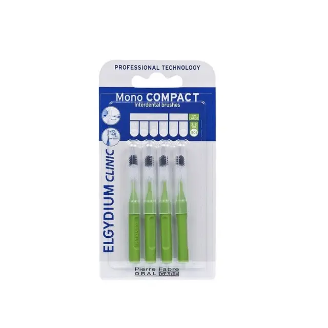 ELGYDIUM Clinic Mono Compact Interdental Brushes Green Μεσοδόντια Βουρτσάκια Πράσινο 1.1 4 Τεμάχια