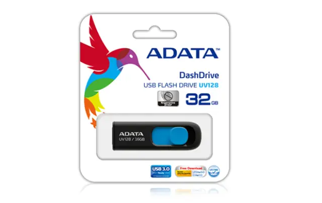 ADATA DashDrive UV128 128GB USB flash drive USB Type-A 3.2 Gen 1 (3.1 Gen 1) Black - Blue