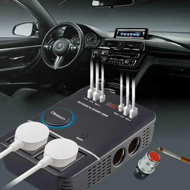 Olesson Μετασχηματιστής-Power Inverter αυτοκινήτου - 150W - 12VDC to 220VAC - 4xUSB 2