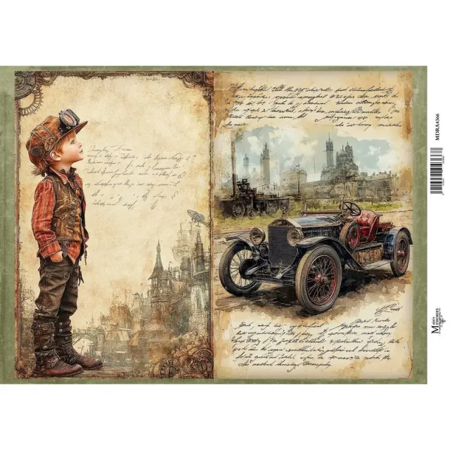 Ριζόχαρτο Maja's Memories, 22.5x32cm, Vintage boy and car, MDRA4366