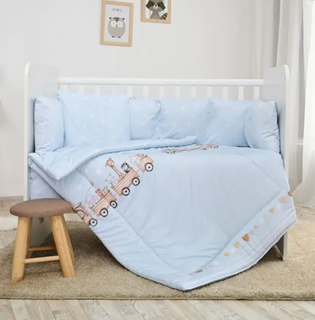 Lorelli Σετ Κούνιας 5τμχ. Ranforce 70*140cm Little Train Blue 20800086002