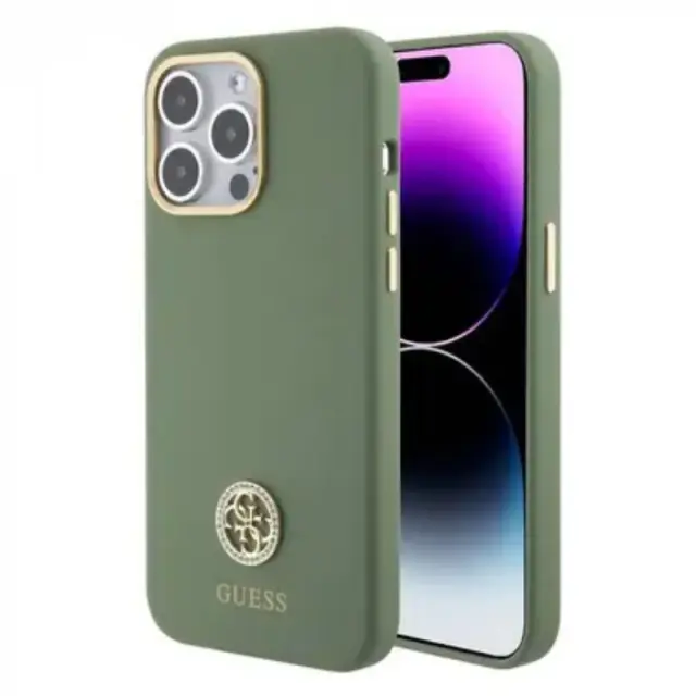 GUESS iPhone 15 Pro Case Cover Silicone Rhinestone Rhinestone 4G Crystal