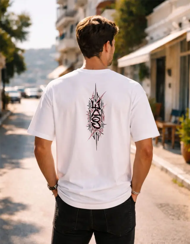 T-shirt Noshame® Oversized Λευκό με τύπωμα Code - 152645 - XXL