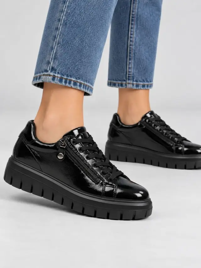 Imac Sneakers Γυναικείο δέρμα λουστρίνι Μαύρο IMA/857150 V/NERO - 39 2