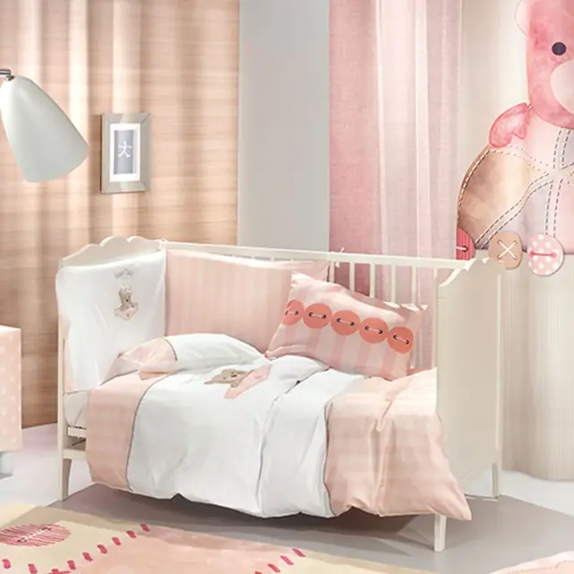 Saint Clair σετ προίκα Teddy Rose 6 τεμ (πάντα, πάπλωμα, παπλωματοθήκη, μαξιλάρι, μαξιλαροθήκη,κουνουπίερα)