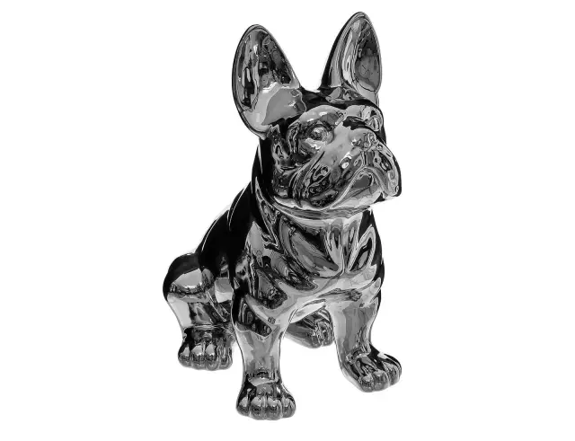 Διακοσμητική Φιγούρα Σκυλάκι Bulldog Αtmosphera με διαστάσεις 22.5x18x12cm - Silver 168329B