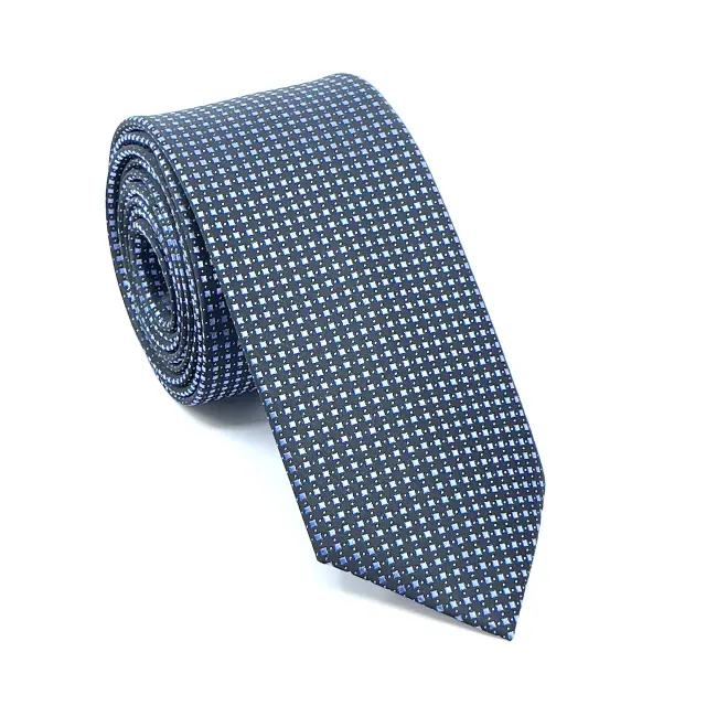 Γραβάτα Microfiber σε Μπλε Μοτίβο Σετ με Μαντηλάκι