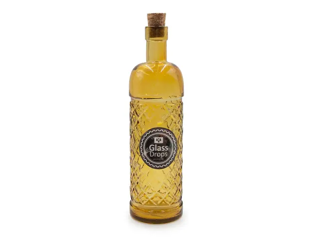 Διακοσμητικό Μπουκάλι με πώμα Glass Drops Anis (5047DB411) Aπό 100% ανακυκλωμένο γυαλί, Xωρητικότητας 500ml, Διαστάσεων Ø 7 x Υ 24 cm, Yellow Gold 5047DB411 3