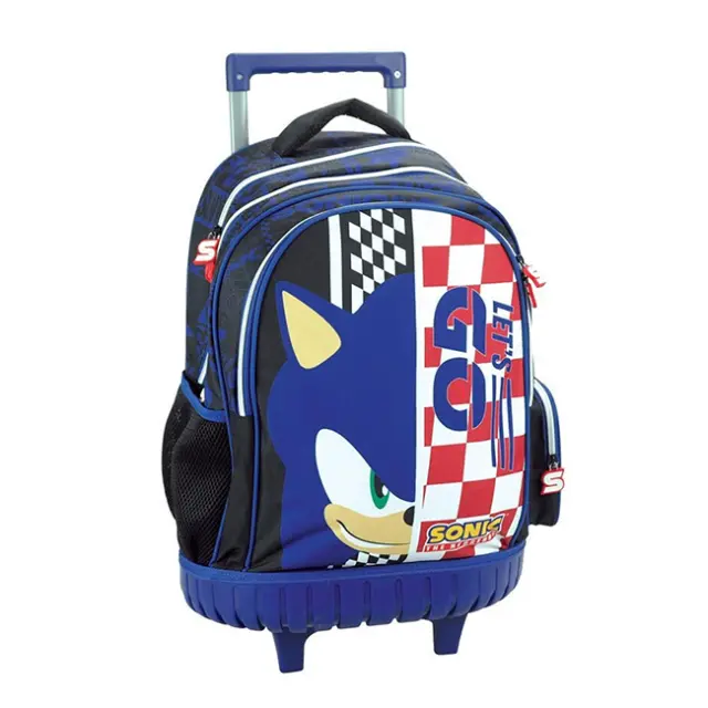 Gim Σχολική Τσάντα Τρόλεϊ Δημοτικού 3 θήκες Sonic Classic (334-89078)