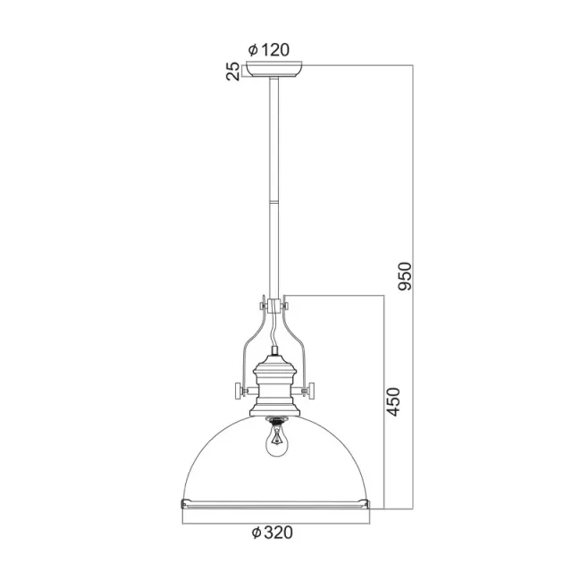 ΚΑΜΠΑΝΑ ΜΕΤΑΛΛΙΚΗ ΜΑΥΡΗ ΜΕ ΓΥΑΛΙ 1XE27 CRONUS / KS1300P311BK 2
