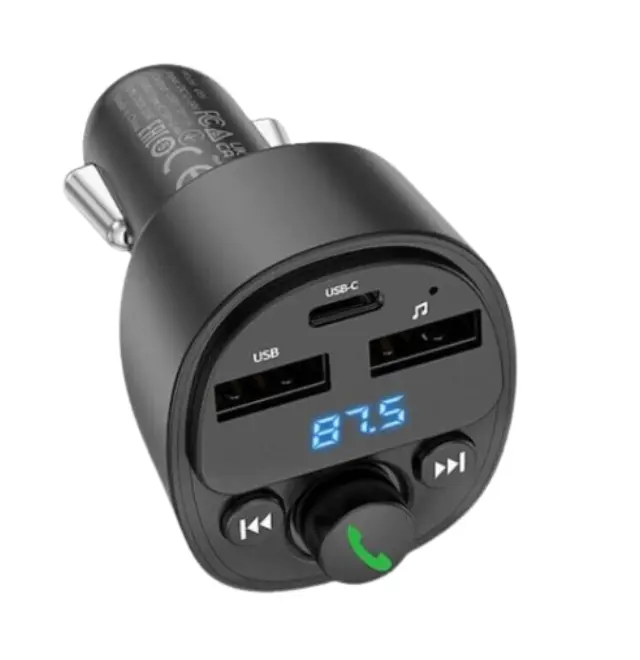 Hoco FM Transmitter Αυτοκινήτου με δυνατότητα σύνδεσης Bluetooth και USB Μαύρο DE6 3