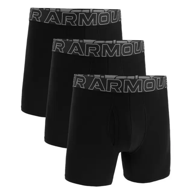 Under Armour Men's Performance Cotton 6inch 3 Pack Boxer Underwear Μαύρο 1383889-001 (Under Armour) - Small 2