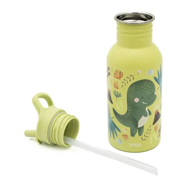 Sassi Ανοξείδωτο Παγούρι με Καλαμάκι 500ml Cracky The Dinosaur 2