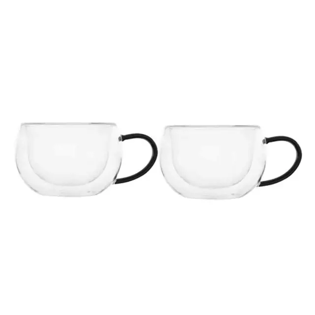 Maxwell & Williams Noir Double Wall Mug Set Σετ Κούπες Γυάλινες με Διπλό Τοίχωμα 270ml