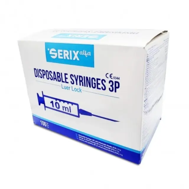 Σύριγγες 3 Μερών (3P) 10 ml με Αποσπώμενη Βελόνα 21G, Serix (100 τεμ.) Luer Lock 2