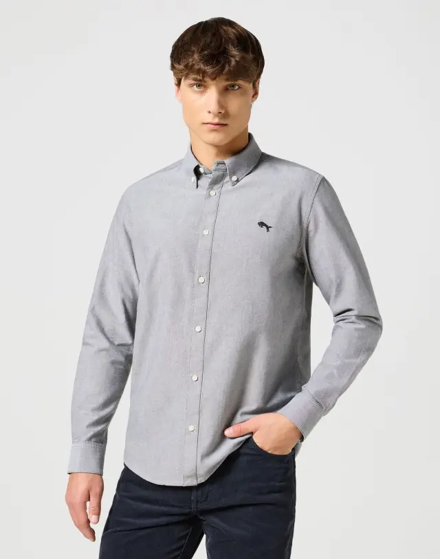 Wrangler Ανδρικό Πουκάμισο Oxford 112357230 – Grey - 3XL