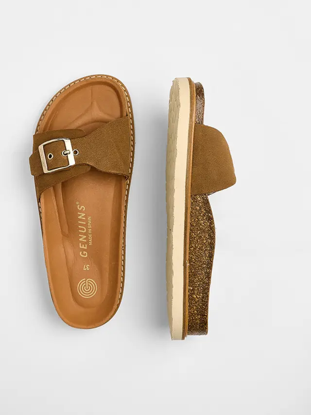 Genuins Πέδιλα Γυναικείο δέρμα Nubuck Καφέ GEN/TORONTO VELOUR G106265 MANDORL 3