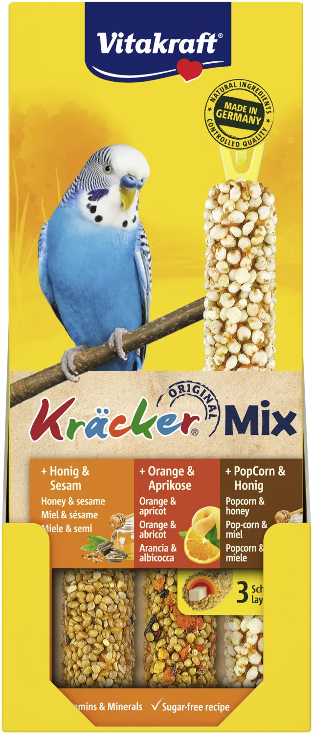 Vitakraft - KrAcker Mix Honey-orange-popcorn for budgies - Pet Supplies