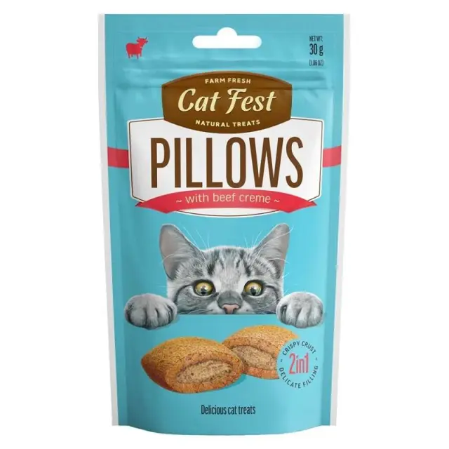 Cat Fest Crunchy Pillow Snack Γάτας Με Γέμιση Κρέμα Βοδινού 30gr Μονόχρωμο