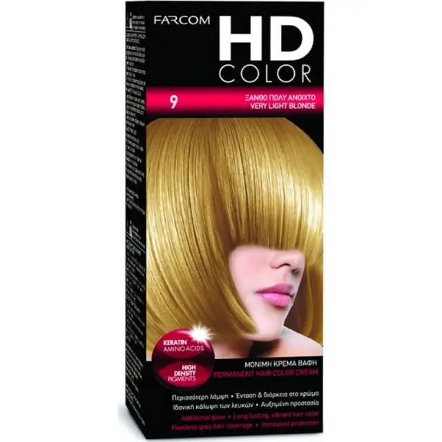 HD Μίνι Σετ Μόνιμης Βαφής 60ml 9 ΞΑΝΘΟ ΠΟΛΥ ΑΝΟΙΧΤΟ/ VERY LIGHT BLONDE