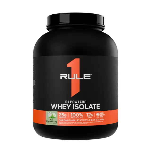 Rule1 R1 Protein Whey Isolate Mint Chocolate Chip, 5 lbs