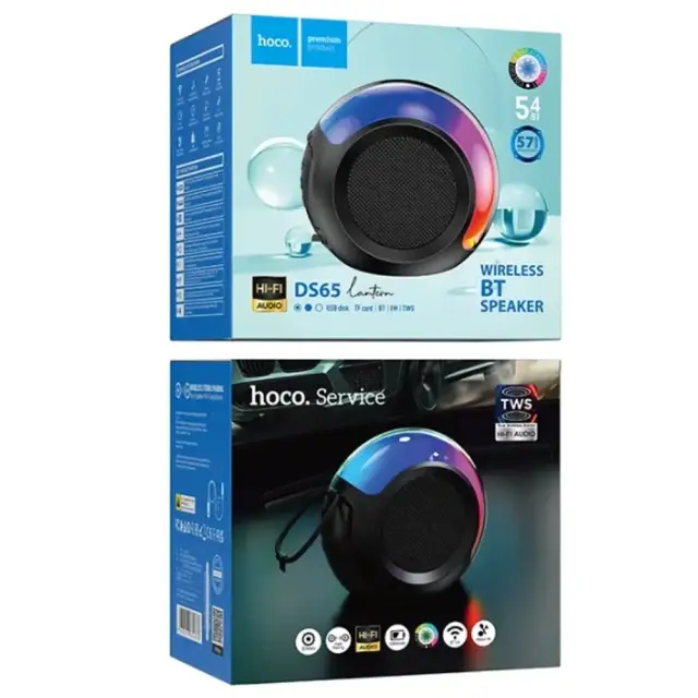 Φορητό Ηχείο Wireless Hoco. DS65 v5.4 1500mAh 10W με FM TF Card AUX και Φωτισμό Μαύρο 2