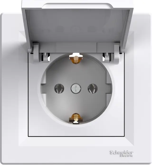 SOCKET WITH COVER, GROUNDED WHITE ASFORA WHITE