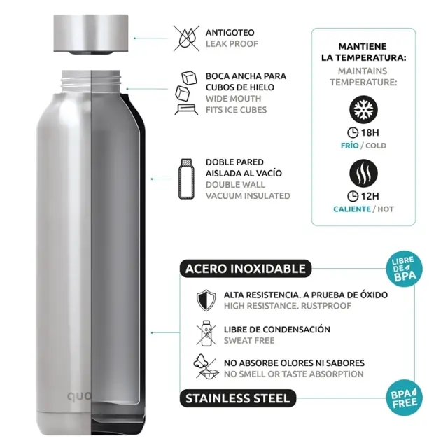 Quokka Solid Μπουκάλι Θερμός Ανοξείδωτο 850ml Pink Bloom -40194 2