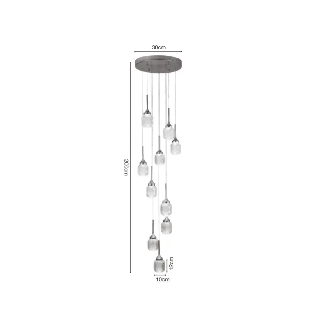 Inlight Κρεμαστό φωτιστικό LED 10*10W από χρυσαφί μέταλλο και ακρυλικό D:30x200cm (4077-10-Golden) 3
