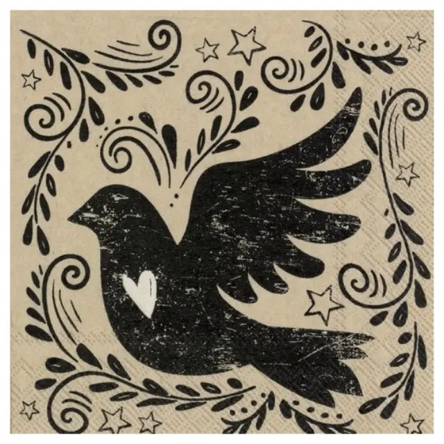 Χριστουγεννιάτικη χαρτοπετσέτα για decoupage, Vintage bird