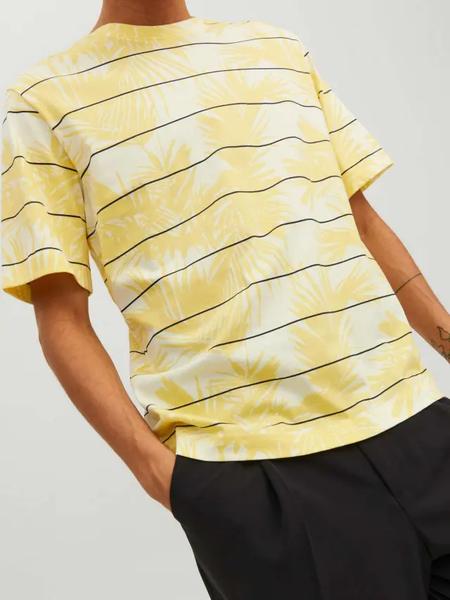 JORPALMA AOP STRIPE TEE SS CREW NECK Transparent Yellow - XL 3