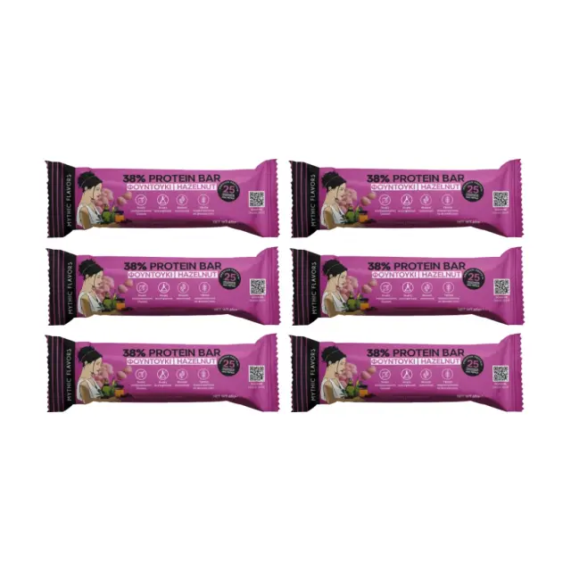 Μπάρες Πρωτεΐνης 38% Φουντούκι & Μέλι • Mythic Flavors • Combo 6 τμχ