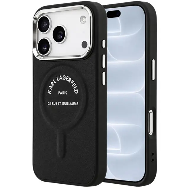 Θήκη TPU Karl Lagerfeld Apple iPhone 18 Pro/ 17 Pro MagSafe Leather Ring RSG Logo Μαύρο N71816