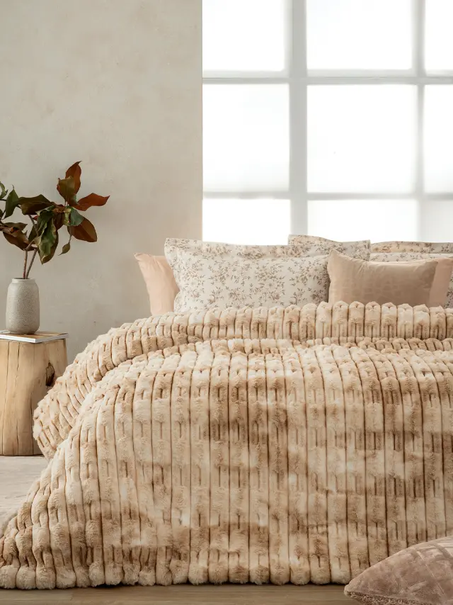 Κουβερτοπάπλωμα Υπέρδιπλο (220x240) Roza Beige Palamaiki