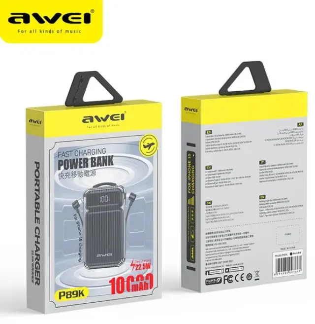 Powerbank - P89K - 10.000mah - AWEI - 007665 - Black 3