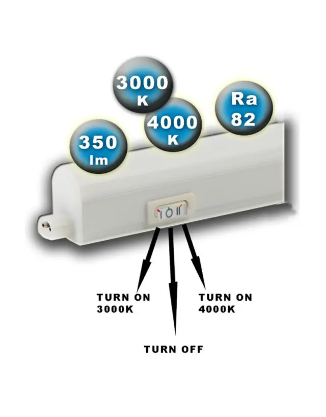 ΦΩΤΙΣΤΙΚΟ LED Τ5 4W 31CM CCT TUNABLE 3000/4000K 230V 350 lm ΜΕ ΚΑΛΩΔΙΟ 1,5Μ ΚΑΙ ΔΙΑΚΟΠΤΗ UNIVERSE