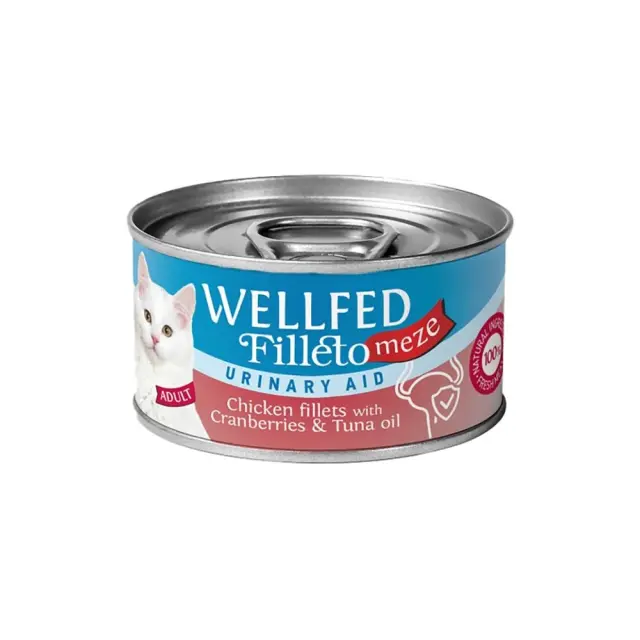 Wellfed Filleto Meze Urinary Aid Κονσέρβα για Γάτες με Κοτόπουλο & Cranberries 70gr