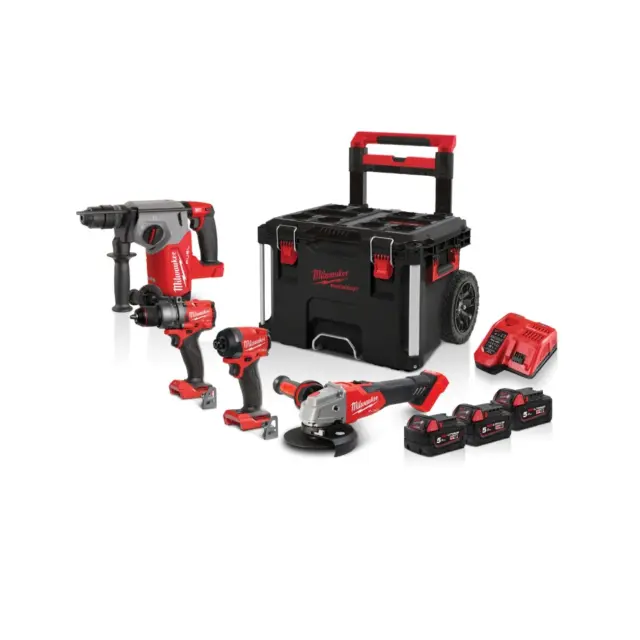 Milwaukee 4933499444 - M18 FUEL™ FPP4BJ-503P POWER PACKOUT™ SET Σετ Γωνιακός Τροχός & Κρουστικό Δραπανοκατσάβιδο & Παλμικό Κατσαβίδι & Σκαπτικό Brushless 18V με 3 Μπαταρίες 5Ah