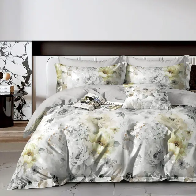 Σετ Παπλωματοθήκη 230x250 Υπέρδιπλη Beauty Home Giovanni Art 12610 Γκρι 100% Βαμβακοσατέν