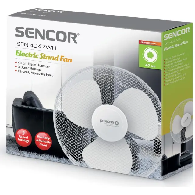Ανεμιστήρας Δαπέδου Sencor SFN 4047WH-EUE3 50W 3 Ταχυτήτων Διάμετρου 40cm Λευκός 2