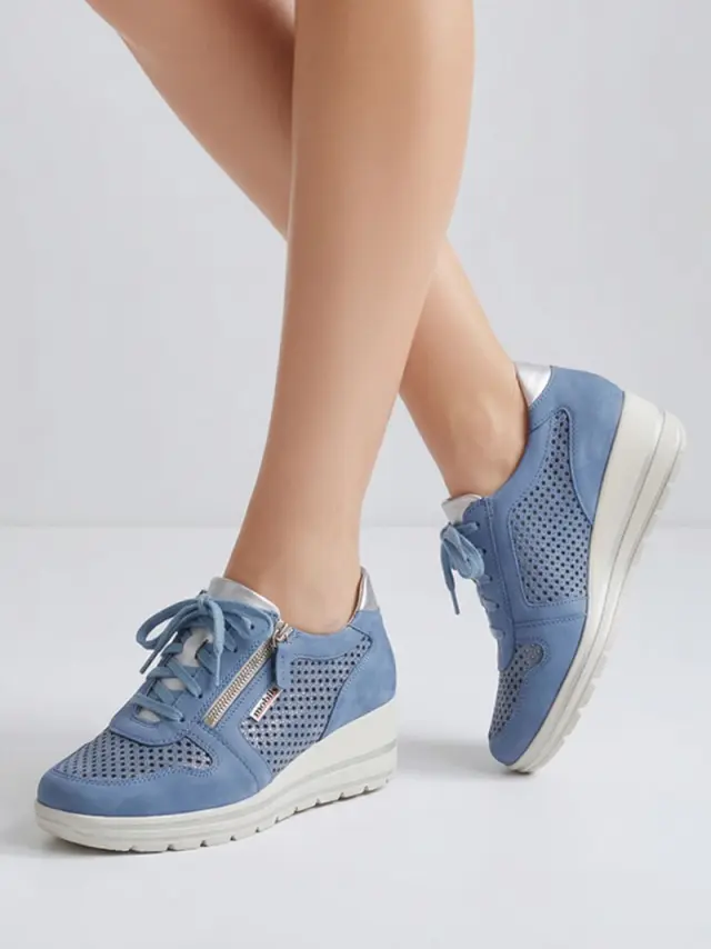 Mephisto Sneakers Γυναικείο δέρμα Μπλέ MEP/ABBY PERF SEA BLUE 2