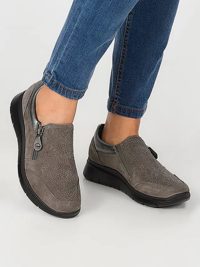 Imac Sneakers Γυναικείο δέρμα Nubuck Γκρί IMA/256311 GRIGIO 2