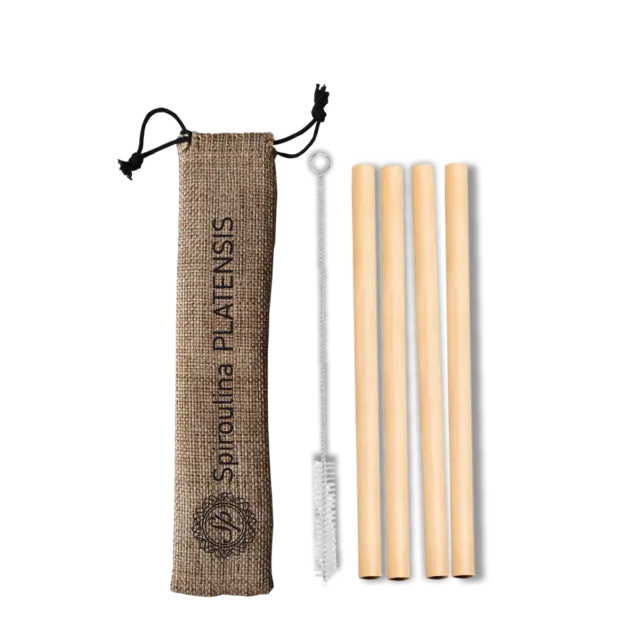 4 Bamboo καλαμάκια + καθαριστικό βουρτσάκι